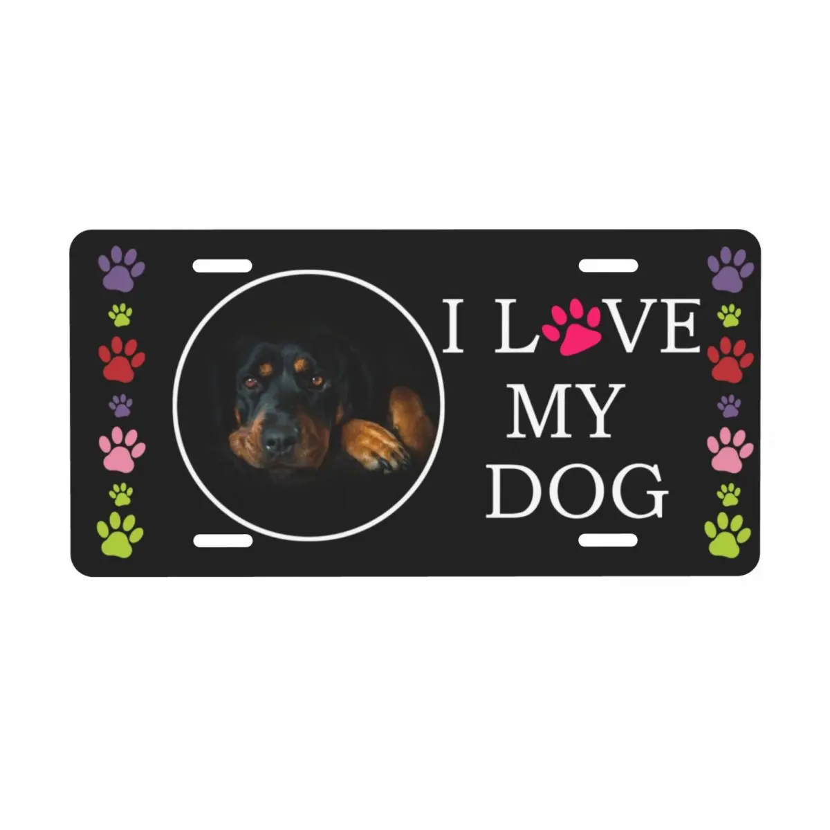 Customized Cool I Love My Rottweiler Resting Dog Gift Pet Decorative Metal License Plate Dog Lover Aluminum Car Front Vanity Tag