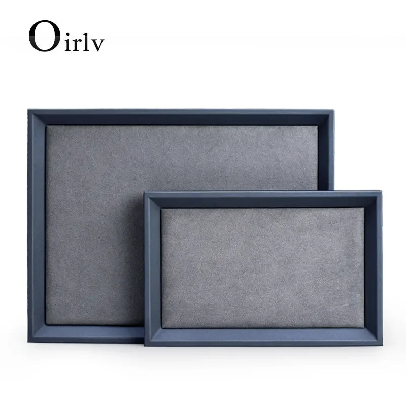 Oirlv Solid Wood/PU Leather Jewelry Display Tray Stackable Necklace Bracelet Ring Watch Drawer Organizer Showcase Jewelry Holder