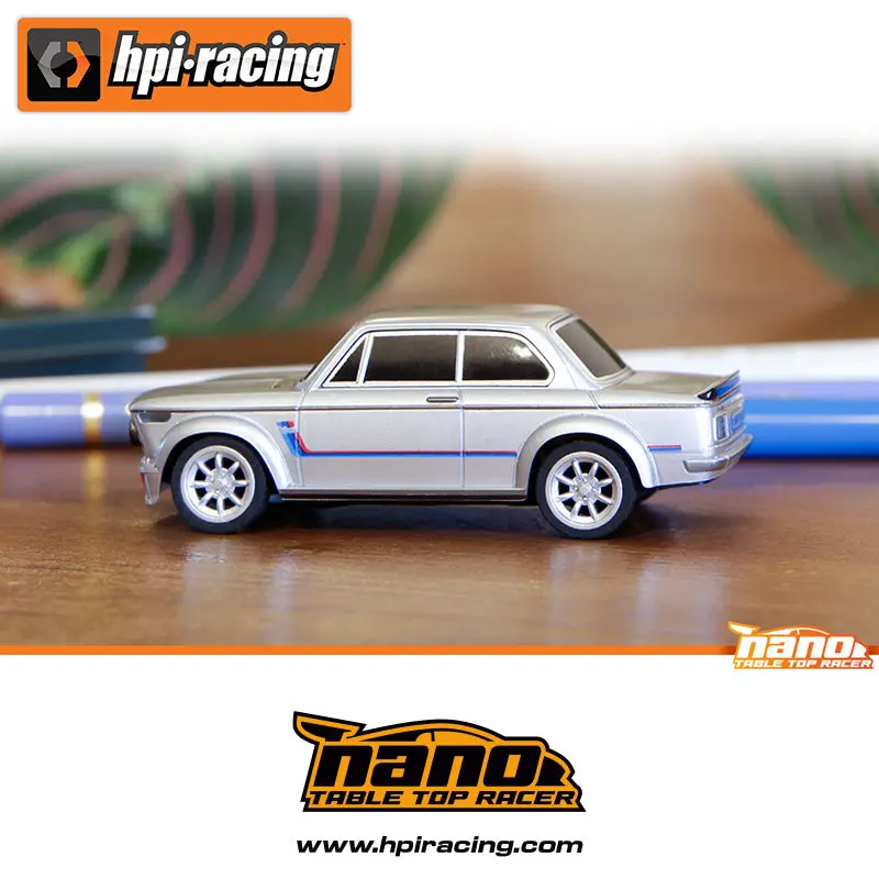 

HPI Racing Nano Table Top Racer 2002 Turbo 1/64 Scale RC Electric Toy Car Real Steer LED Lights 2 Wheel Drive 161400 161401