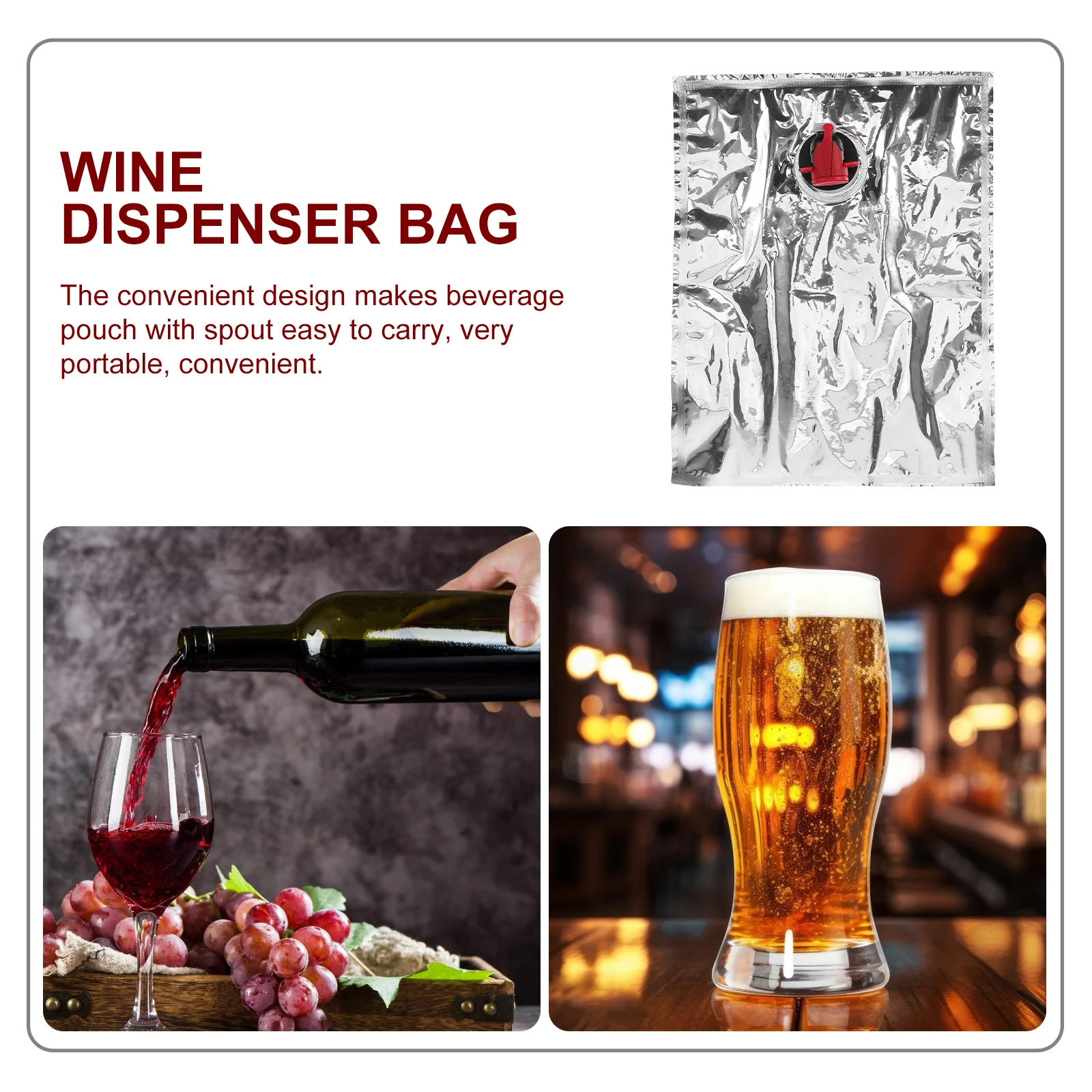 

6Pcs Wine Bladders Portable Refillable Drink Bags Large Capacity Lightweight Wine Holders for Outdoor Party Camping