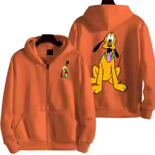 Pluto Men Cartoon Double Sided Zip Hoodie
