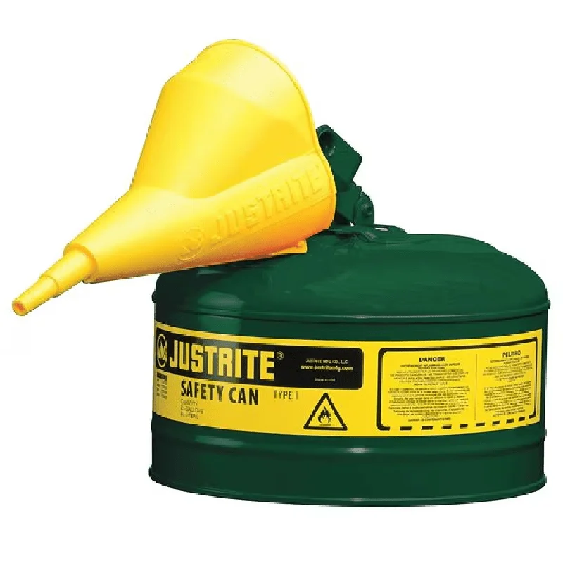 

Safety Can, Steel, 2.5 gal, Green, 11 3/4 in Dia., Oil