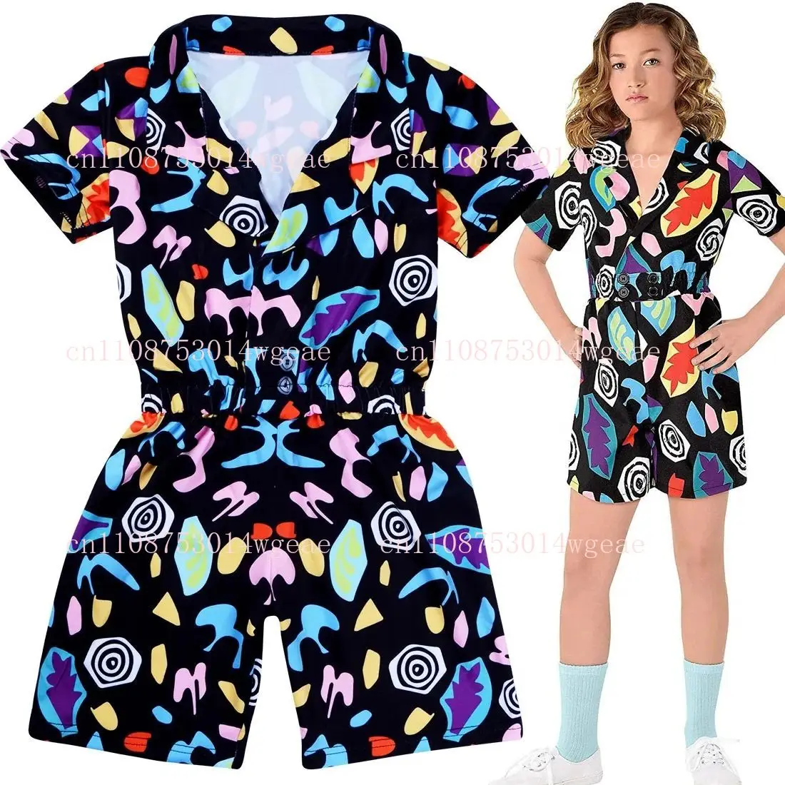 2026 new Girls Stranger Drama Outfit Season 3 Cosplay Costume Polyester Jumpsuit Halloween Role Play Short Sleeve Dress Jumpsuit