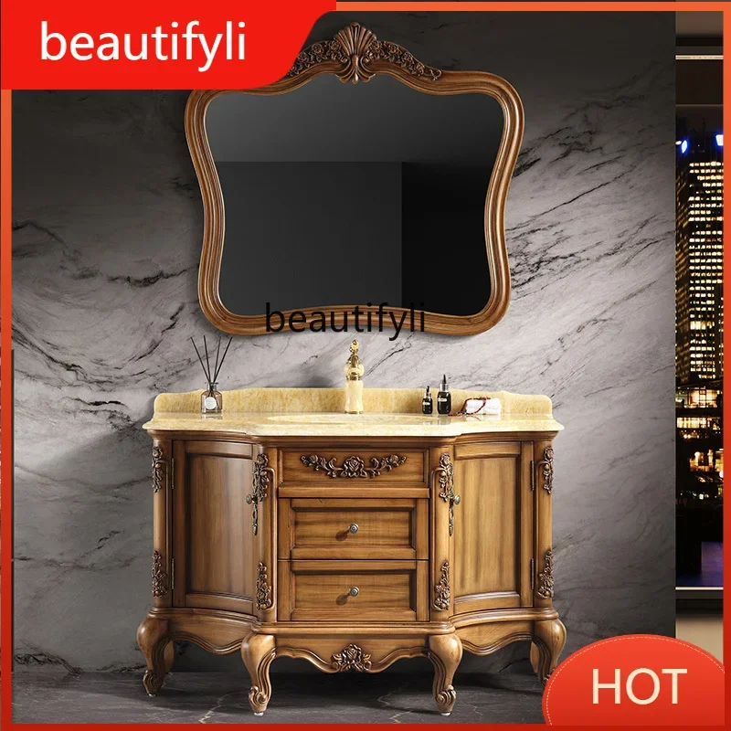 54Chinese Bathroom Cabinet Marble Countertop Luxury Bathroom Cabinet Washstand Combination Wash Basin