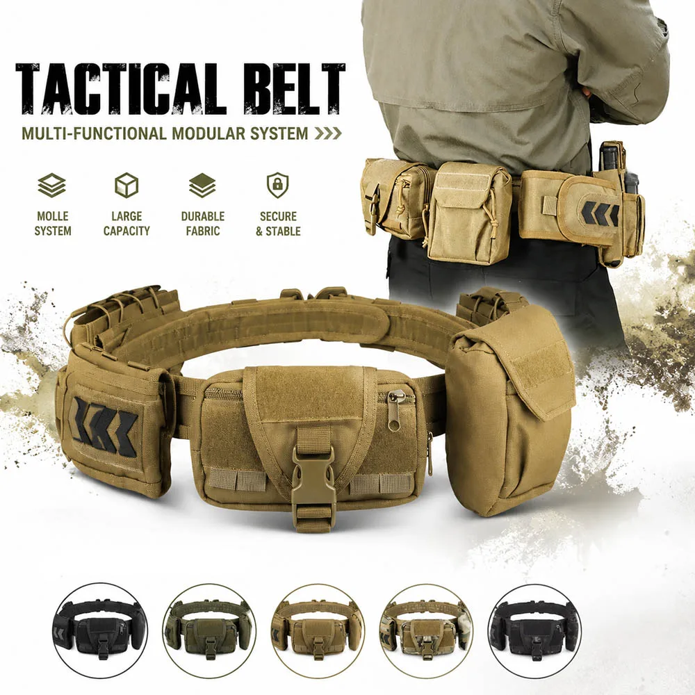 

6-in-1 Tactical Waist Bag MOLLE Utility Pouch Outdoor Climbing Hiking Hunting Camping Belt Pack Field Combat Storage Organizer