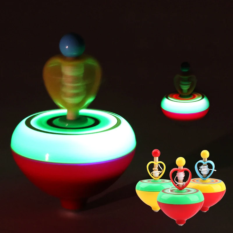 1PCS Outdoor Pull String Love Luminou Gyro Kids Creative Glowing Toys Shine Rotating Gyro Puzzle Toy Children's Birthday Gifts