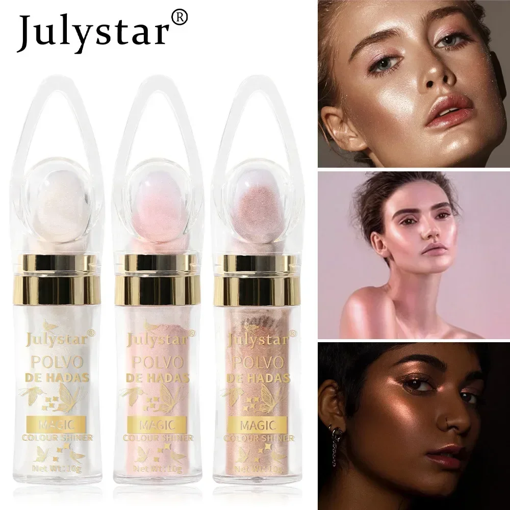 Julystar 6 Color Face&Body Glitter Powder Shimmer Waterproof Lasting Body Highlight Powder Sexy Skin Contour Blush Powder 10g