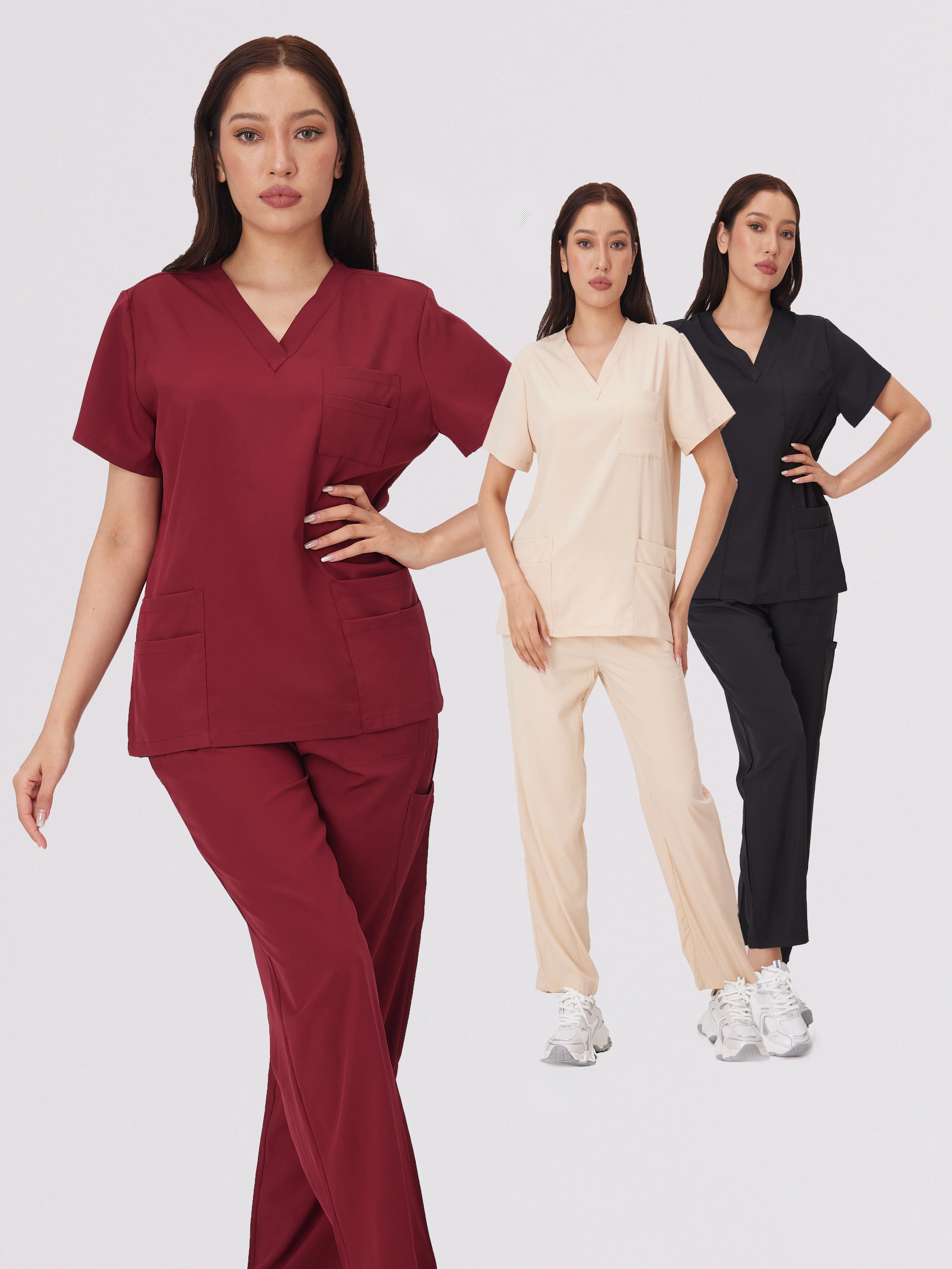 

High End Professional Nurse Uniforms Doctor Nursing Uniforms Short Sleeved Tops Nurse Sets Medical Clinical Nurse Uniforms Work