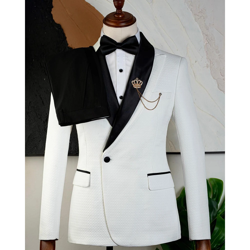 

Customzied Men's Suits 2 Piece Fashion One-Button Skinny Jacket Pants Sets Luxury Wedding Groomsmen Male Clothing Outfits Terno