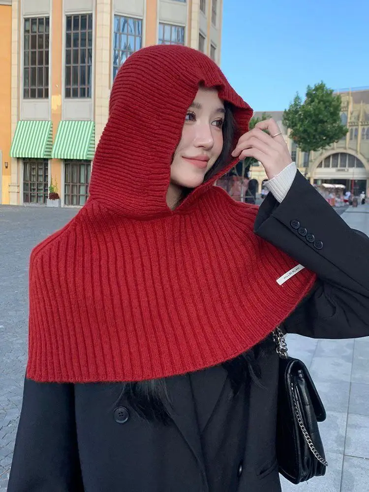 women's-autumn-winter-knitted-hat-scarf-neck-protector-cowl-neck-fake-collar-warmth-shawl-wrap-versatile-wool-yarn