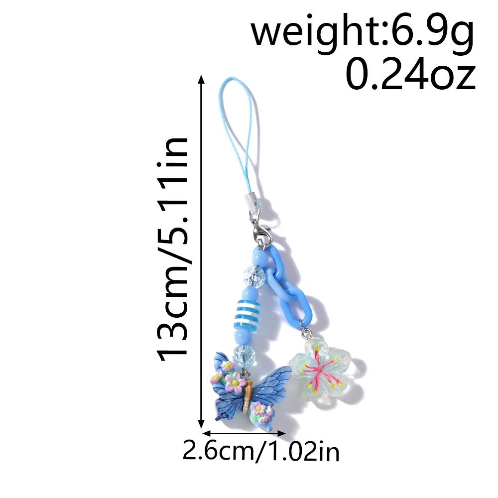 Aihua Schöne bunte Blume Schmetterling Schlüsselanhänger handgemachte Handy Lanyard Telefon Kette hängen Telefon Gurt Anhänger Schmuck Geschenke – Detail 13