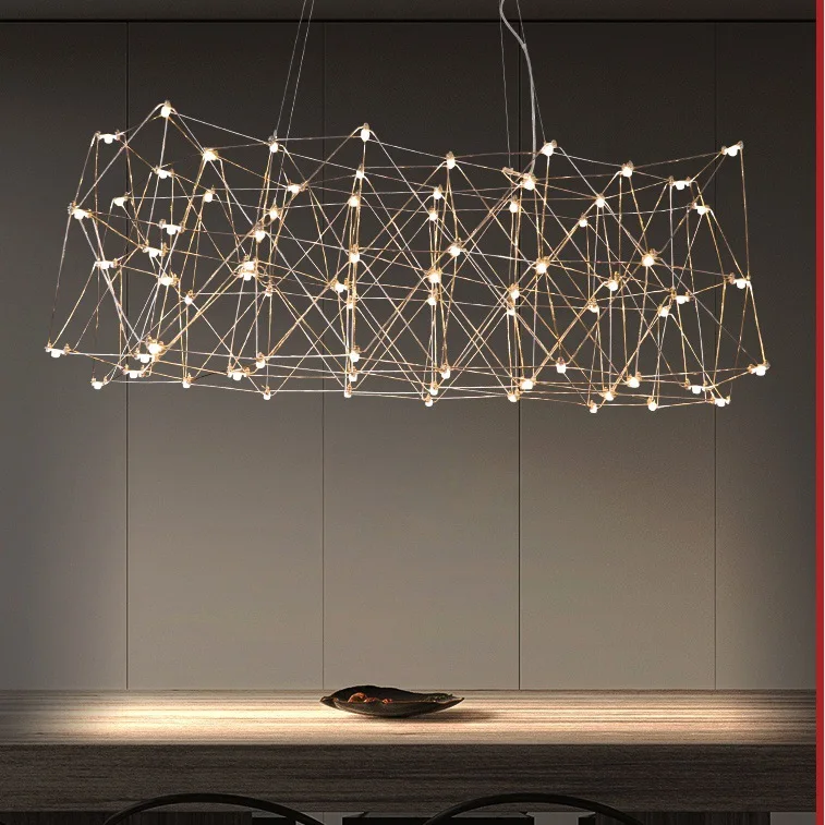 

Villa restaurant chandelier, modern simple high-end light luxury minimalist exhibition hall, island bar, front desk long lamp