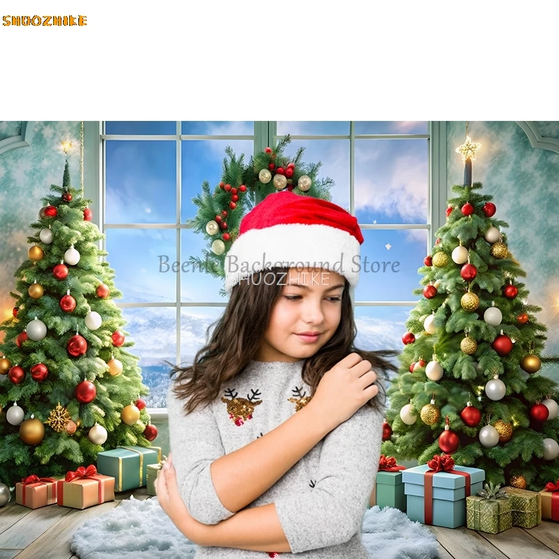Beenle Kerst Fotografie Achtergrond Kerstboom Open haard Geschenken Familie Party Decor Kinderen Portret Achtergrond Decor Fotostudio