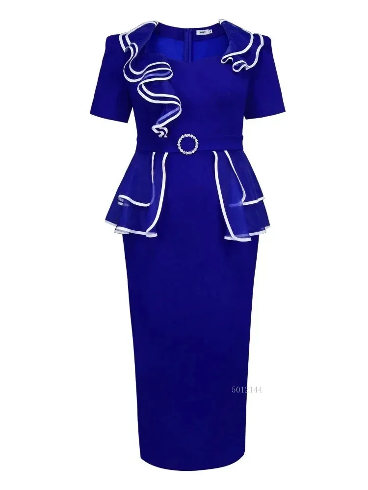 

Women's Slim Fit V-Neck Dress Short Sleeve African Print Polyester Office Party Wear for Summer And Autumn