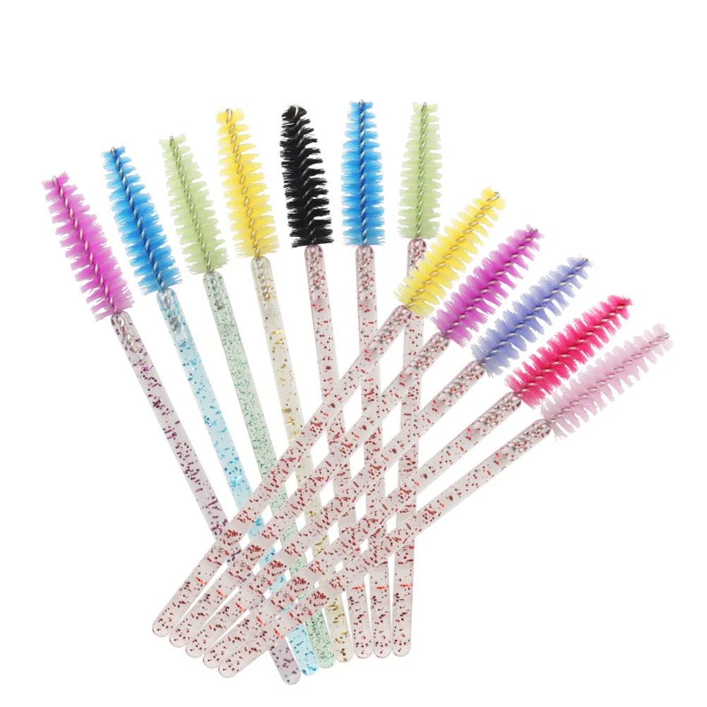 Brosses à Mascara jetables, tige en cristal, applicateurs de cils incurvés roses, outil de maquillage professionnel, 100 pièces