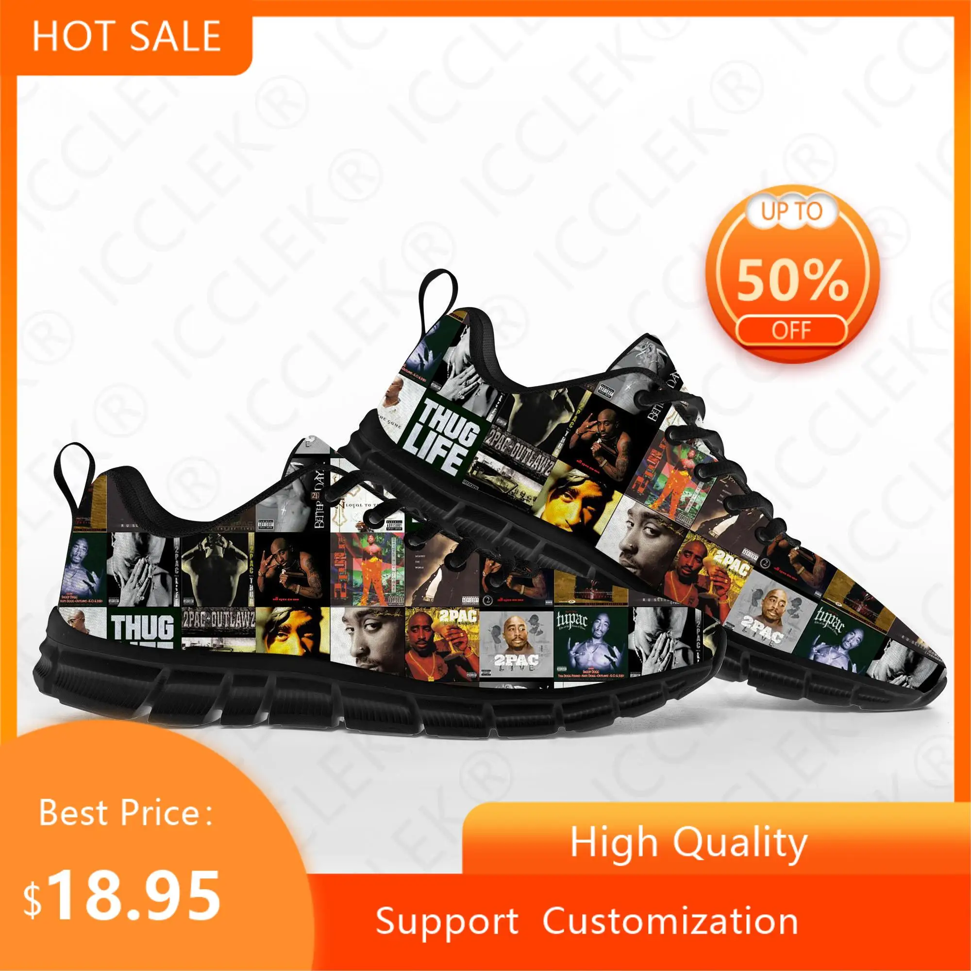 Rap 2Pac Tupac Sports Shoes Mens Womens Teenager Kids Children Sneakers All Eyez on Me Casual Custom High Quality Couple Shoes