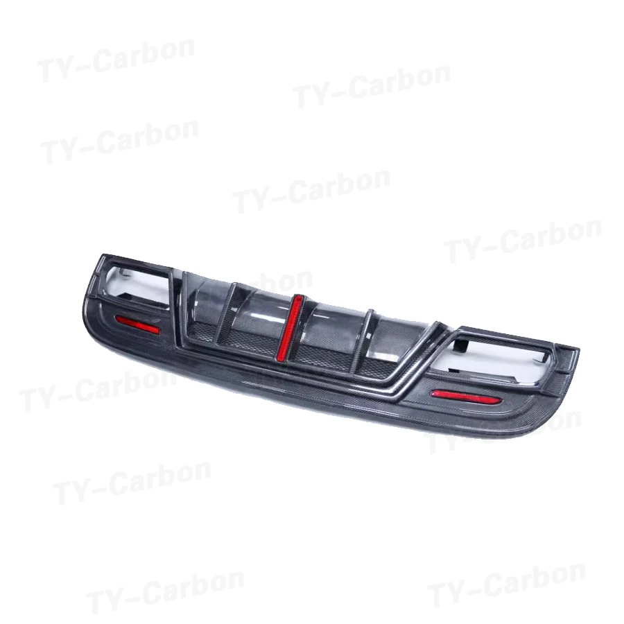 Real Carbon Fiber Rear Bumper Lip Diffuser Cover Exhaust Tips With Light For Benz X156 GLA220 260 GLA45 AMG FRP 2014-2019