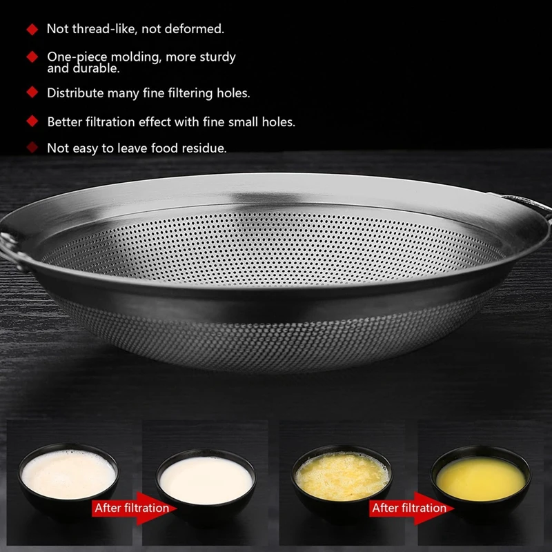 Punch Hole Sieve ตาข่ายสแตนเลสขนาดเล็ก Colander Strainer พร้อมที่จับโลหะ Mini Sifter ชุด 2 สําหรับห้องครัว