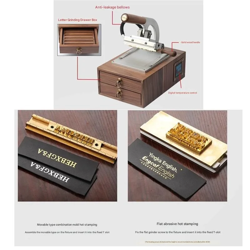 Retro Hot Stamping Machine Temperature Controlled Manual Embossing Machine Logo Labeling Soldering Hot Pressing Branding Iron