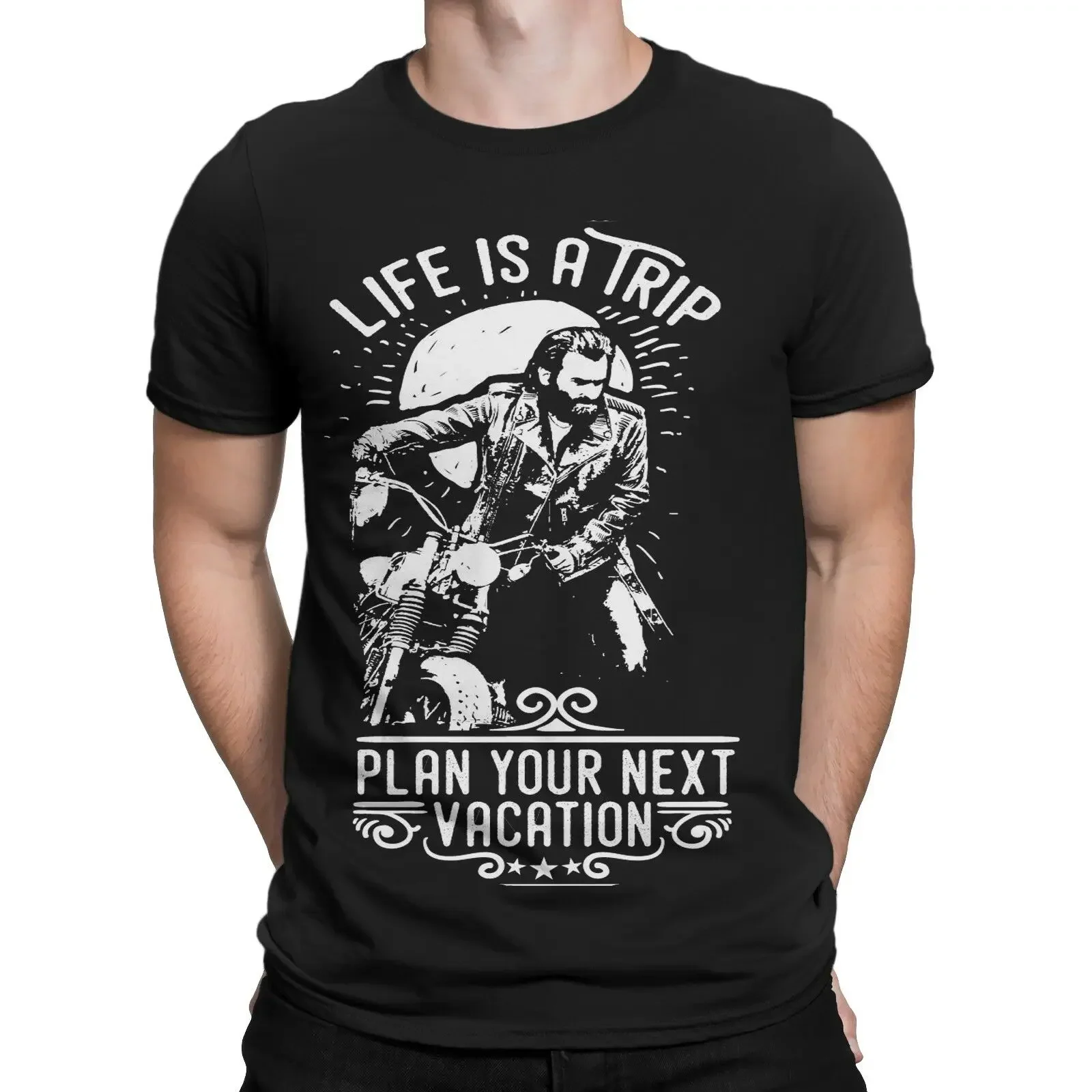 

Life Is A Trip T-Shirt Funshirt Motorrad Biker Urlaub Freedom Club Men's 100% Cotton Casual T-shirts Loose Top Size S-3XL