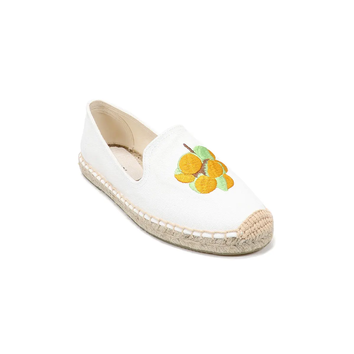 Summer fashion ladies all-match casual white shoes fruit pattern embroidered slip-on canvas shoes zapatos mujer espadrilles