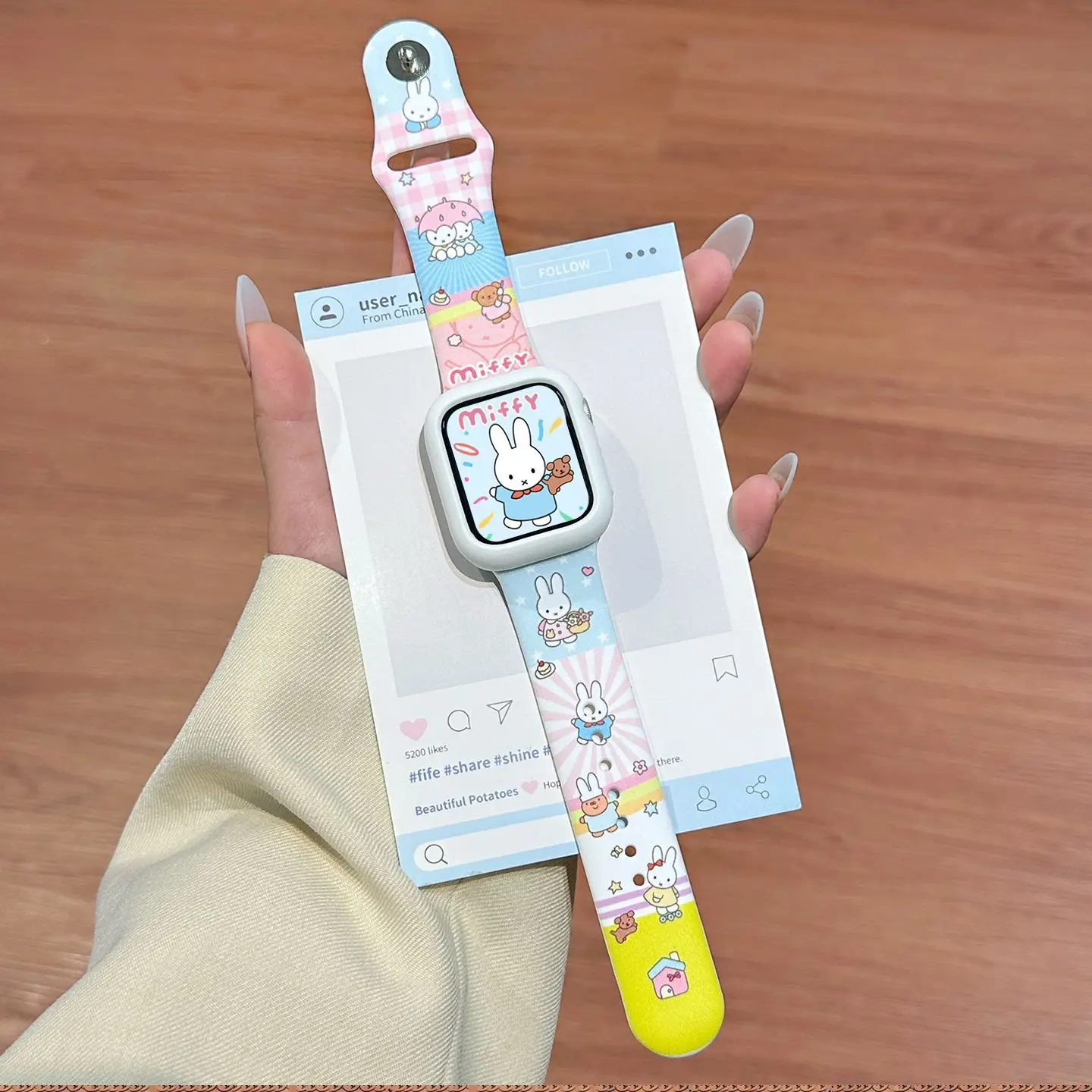 Dopamine Color Miffy Silicone Watch Band Cute For Girls Compatible Apple Watch S11/S10/9/8 Iwatch Replacement Strap Cartoon Cute - view 6