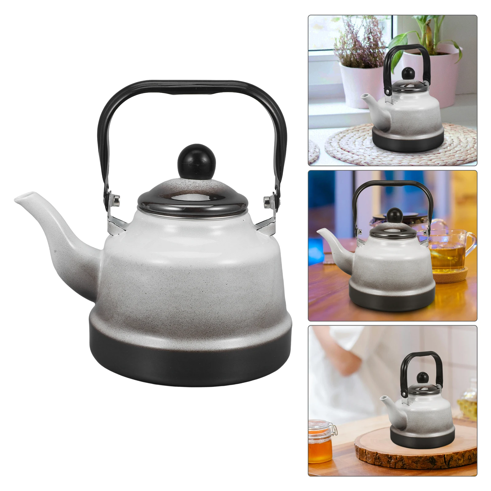 

Винтажный эмалированный чайник 1,7 л с эргономичной ручкой, быстрая нагревательная плита, чайник, кухонный чайник, эмалированный чайник