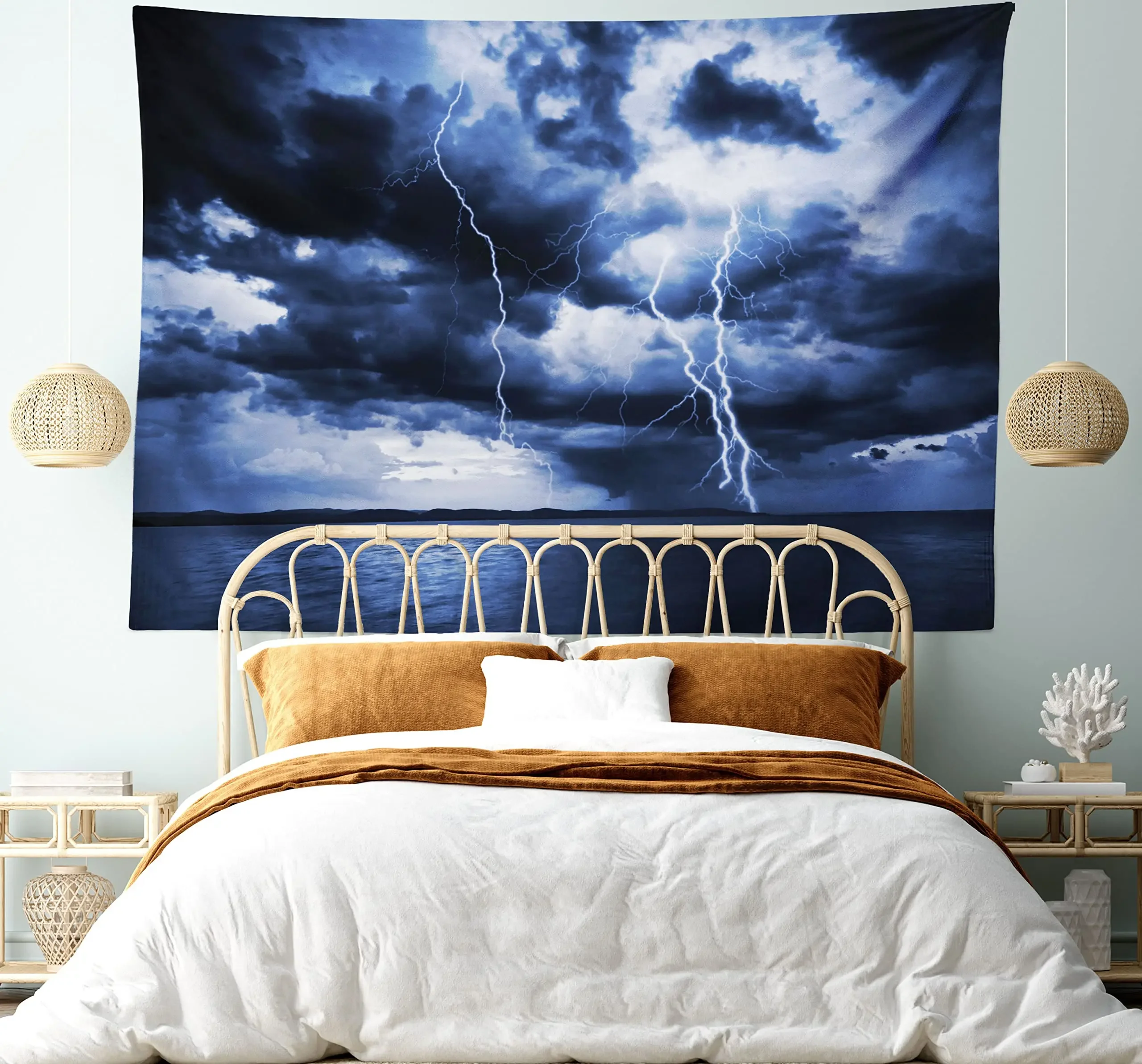 Storm Clouds Wall Tapestry,Light In The Dark and Dramatic Storm Clouds Wall Hanging Large Tapestry Blanket for Dorm Room Bedroom