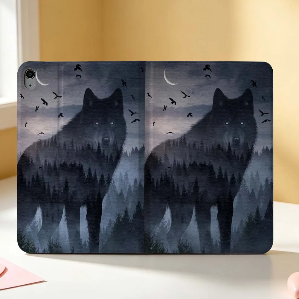 Creative Wolf Design Cool For Apple iPad Pro Mini Air A16 A17 A14 4 5 6 7 6th 12th Gen M5 11 13 M4 Pen Tray Tablet Case Soft