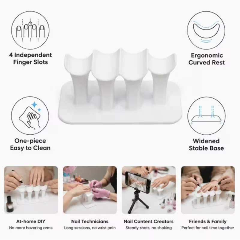 Nail art finger support stand, four-slot ergonomic design, nail art hand support stand, stable base nail art hand pillow