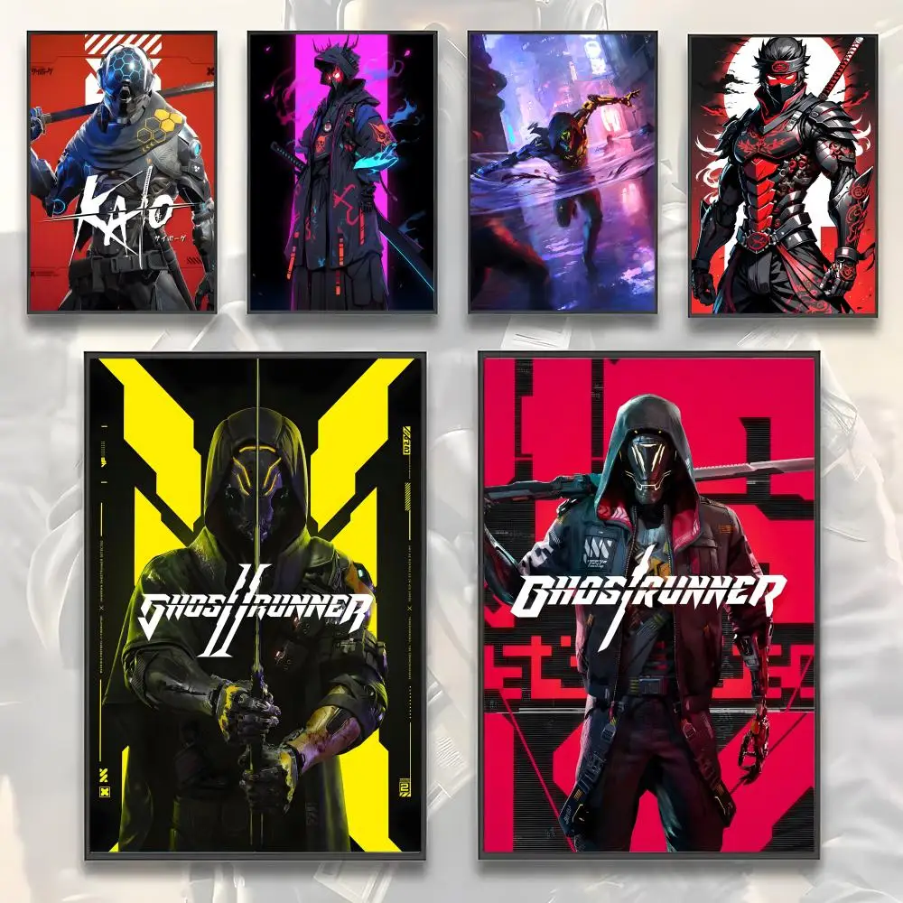 Poster Premium PP Wall Decal - Peel & Stick, HD Print, Waterproof Home Decor Hot-blooded Cool Ninja Parkour Game Ghostrunner-G