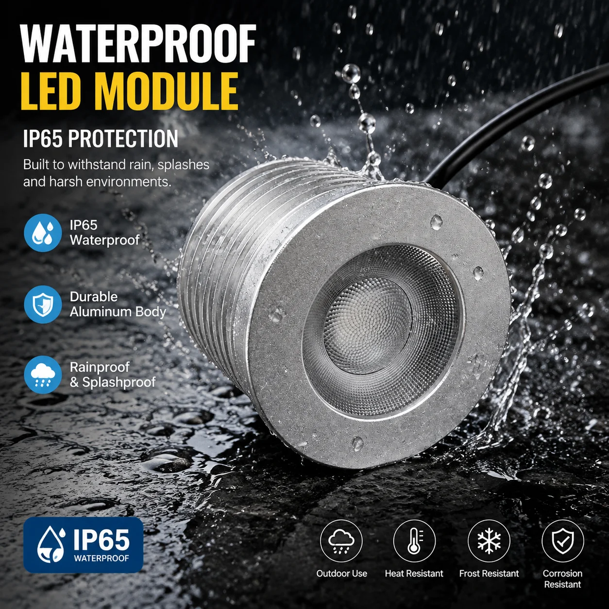 JOYINLED 9W IP65 Waterproof LED Spotlight Module, Dimmable Downlight Bulb 3000K-6000K CCT for Bathroom & Hotel Lighting