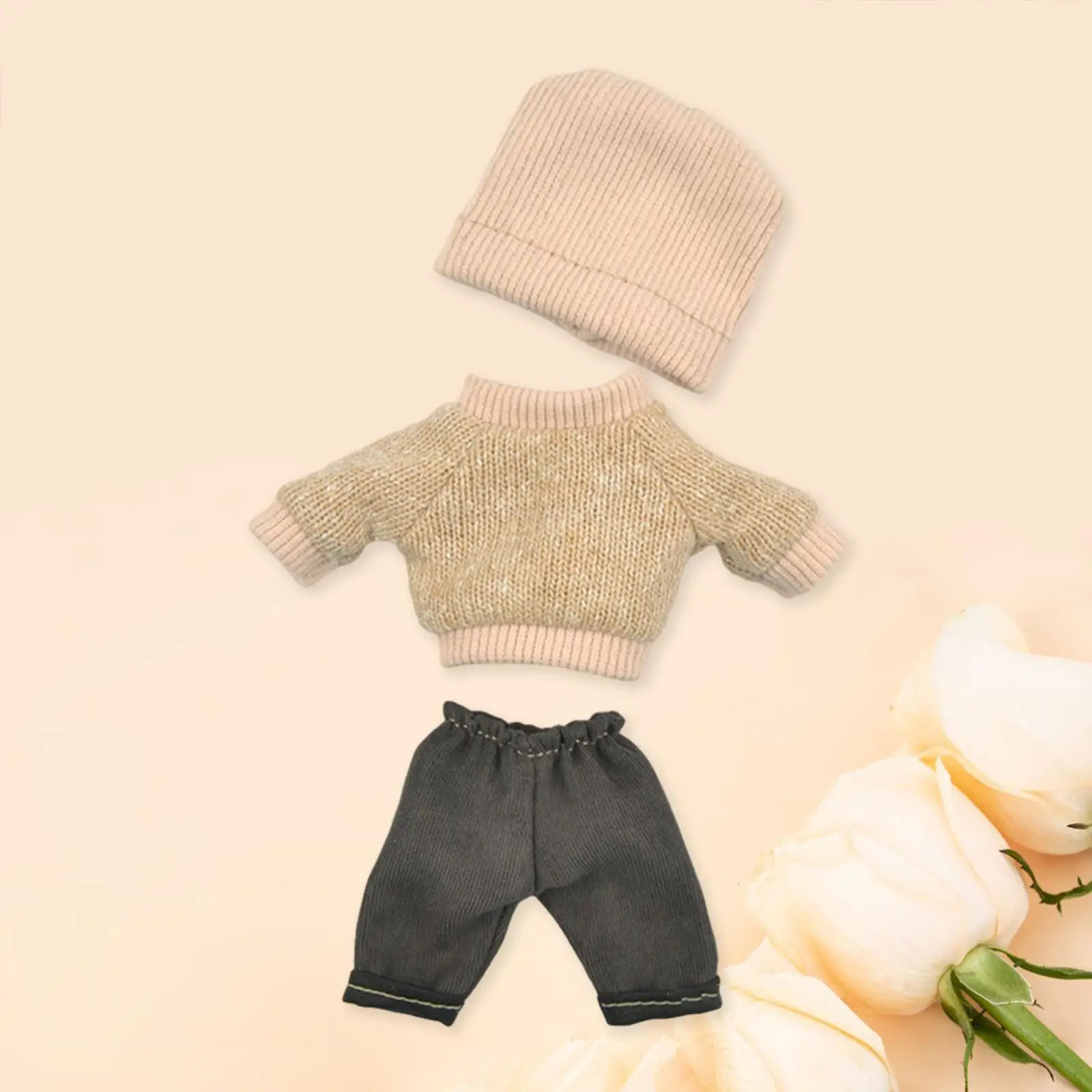 3Pcs Doll Clothes for 16cm Plush Doll Doll Outifits Hoodie, Hat and Pants Fashion Photo Props Accessory for Children's Gifts