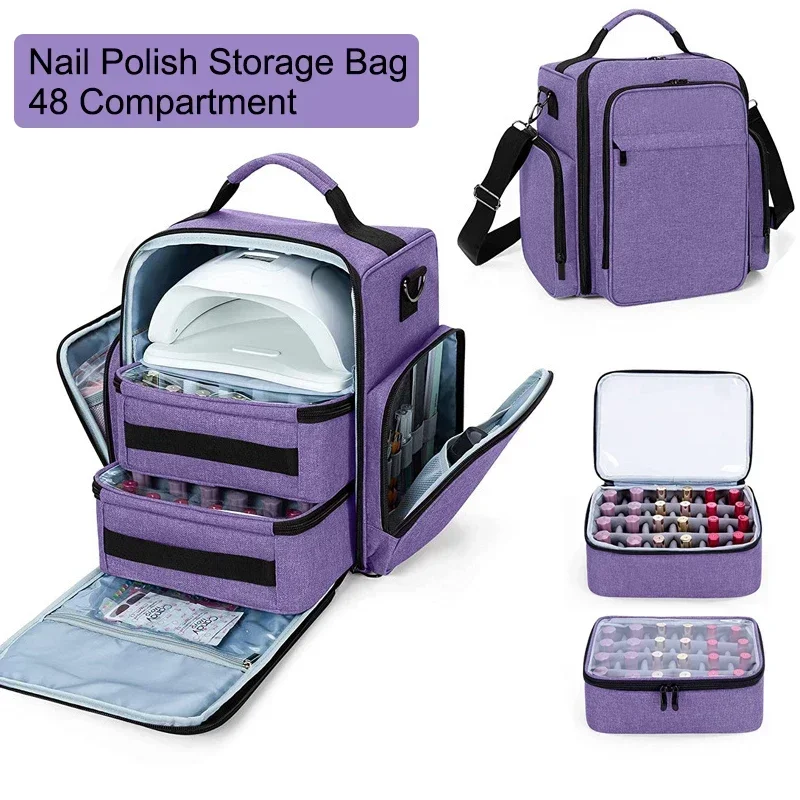 Nail Polish Storage Bag Essential Oil Bag Portable Cosmetic Skin Care Tool Layer Double Box Kit Nail Compartment 48 Storage Care