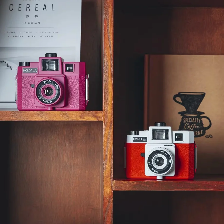 كاميرا فيلم Holga 120 الكلاسيكية الملونة 120N كاميرا متوسطة الحجم Lomography Lomo لـ Kodak Fujifilm وردي أزرق