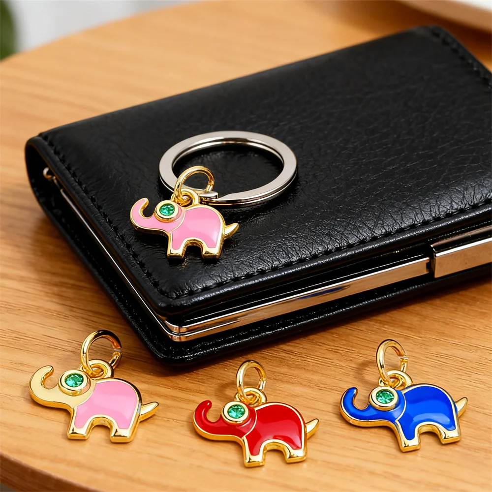 

4 шт. подвески из латуни, эмалированные подвески в виде слона, циркон для DIY ювелирных изделий, ожерелье, браслет, повседневная одежда, повседневные аксессуары для женщин и мужчин
