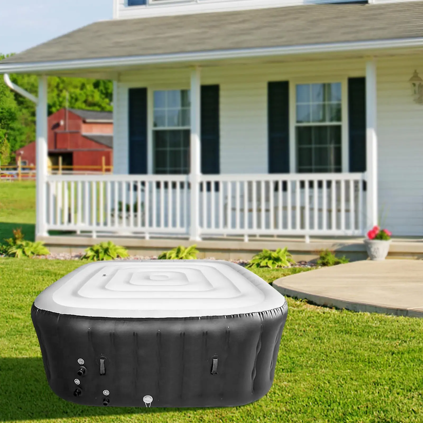 

Inflatable Hot Tub Cover Dustproof Rainproof Insulated Energy Saving Lid for Square Hot Tub 4.2ft