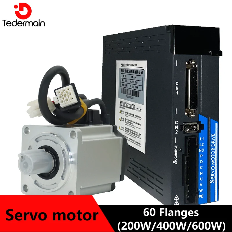 

Servo Motor 200W 400W 600W AC Servo Motor Drive Kit 3000rpm 60 Flange driver + 17-bit magnetic encoder + 3m encoder cable CNC