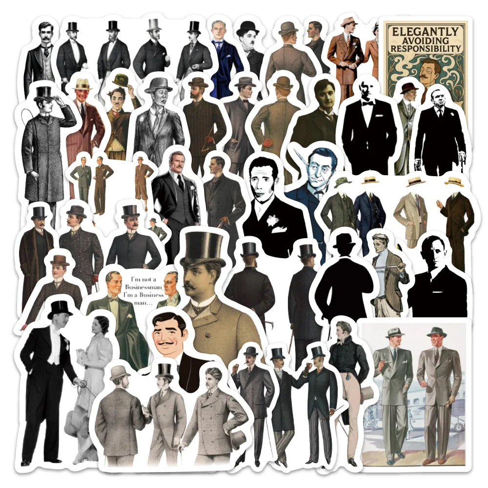 

50PCS Gentleman Stickers Cartoon Creative Decoration Retro Graffiti Decals DIY Refrigerator Mobile Case Water Cup Suitcase