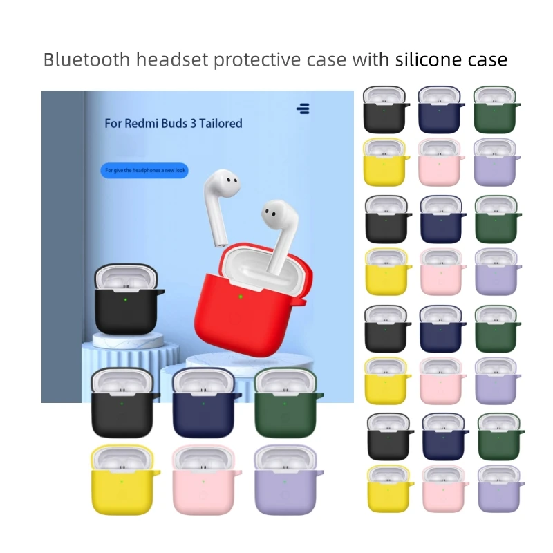 For New Redmi Redmi Buds3 True Wireless Bluetooth Headset Silicone Case Protective Cover Wireless Earphone Protective