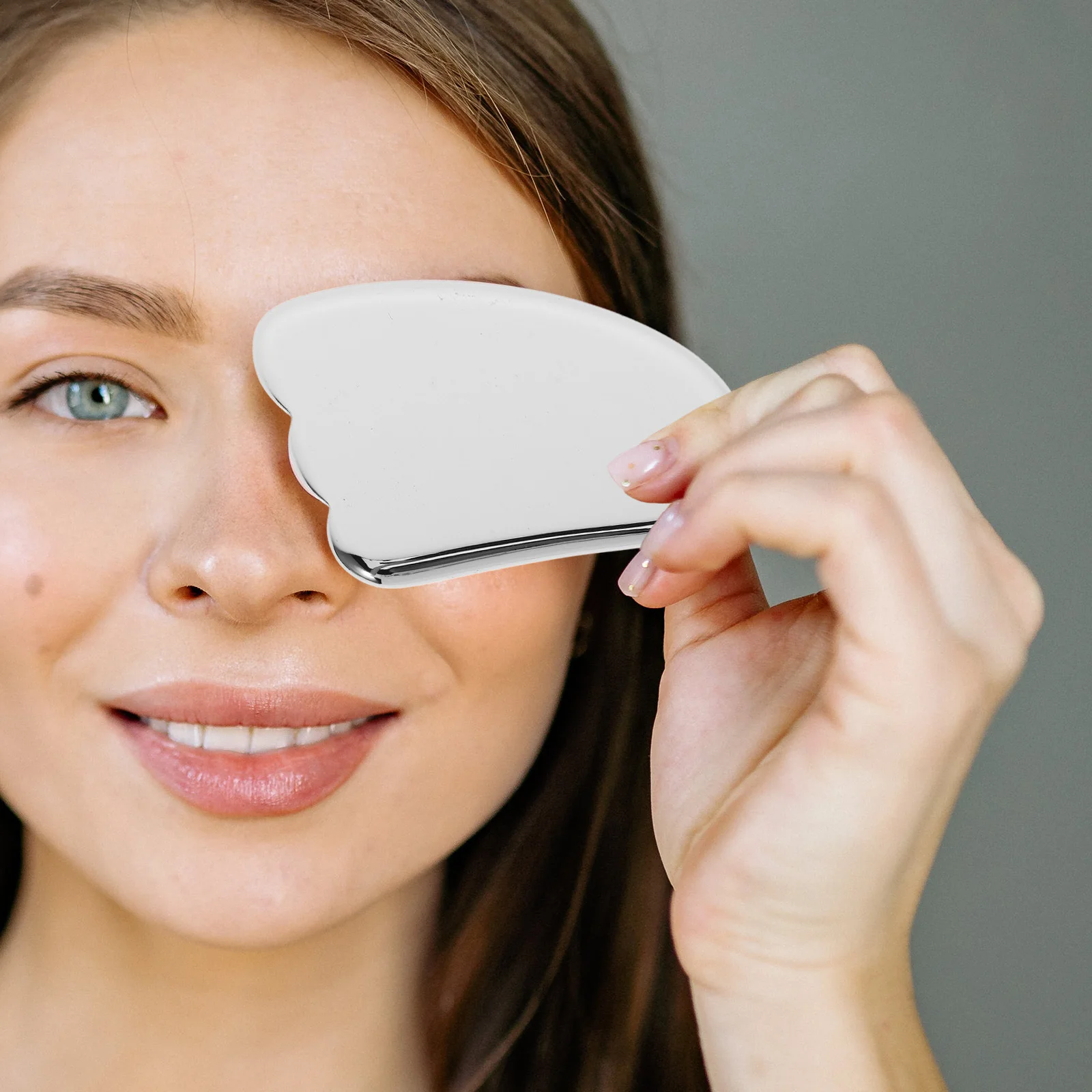 발 모양의 얼굴 괄사 마사지 도구 부드러운 가장자리 얼굴 마사지 도구 이중 턱 감소 얼굴 조형 도구 금속