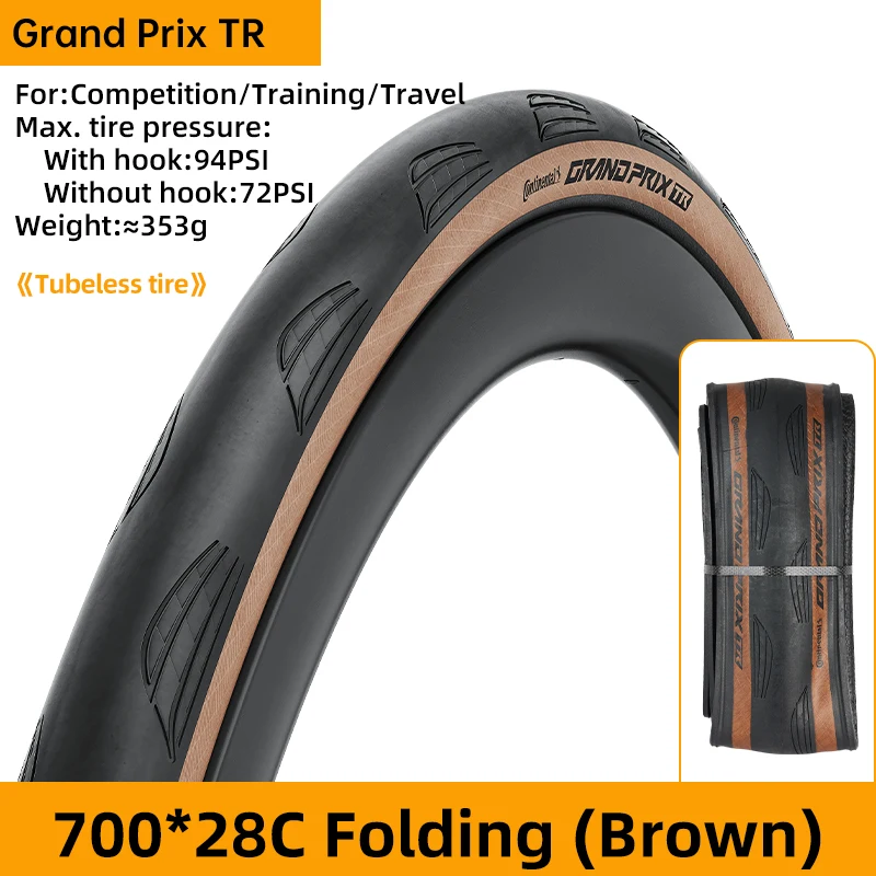 Continental Grand Prix TR Road Bicycle Tires 700c Tubeless Clincher Bike Tyre 700x28 700x30 BlackChili Compound Bike Accessories image 3