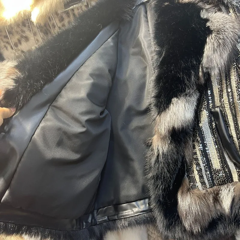 Winter Comfortable Woolen Jacket Women's Warm Fur Coat Heavy Industry Short Water Mink Furry Top Trendy Long-sleeves Overcoat