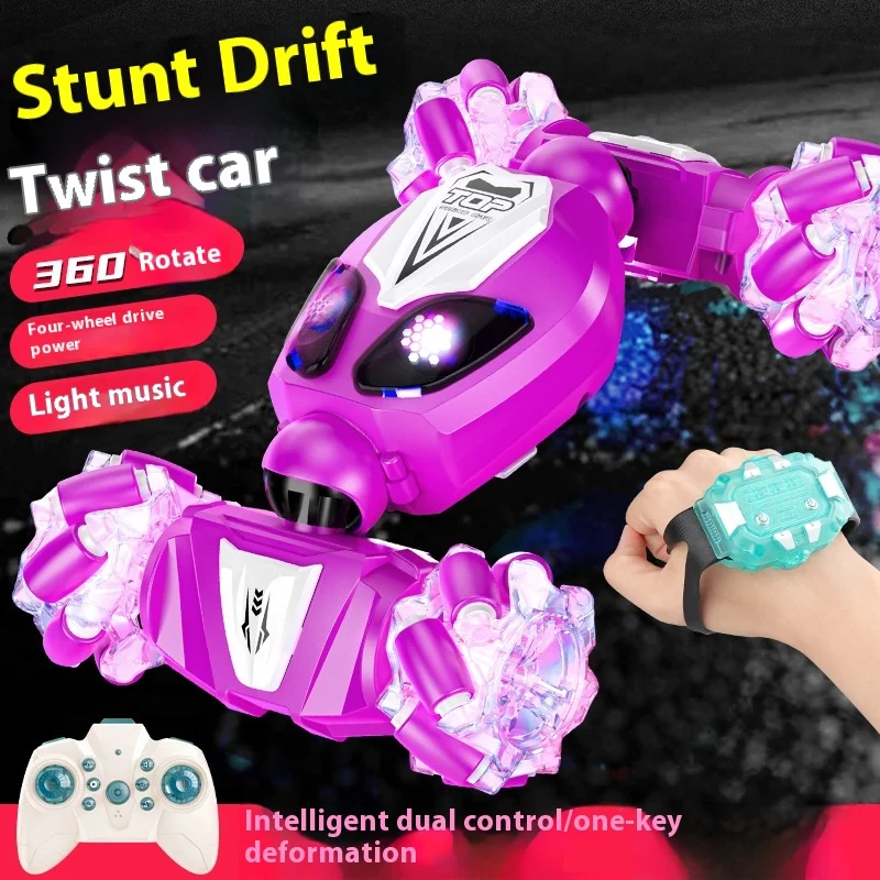 New Rc Car Remote-controlled Mini Twist Stunt Car With Lighting And Music, Double-sided Climbing, Off-road Deformation Toy Car