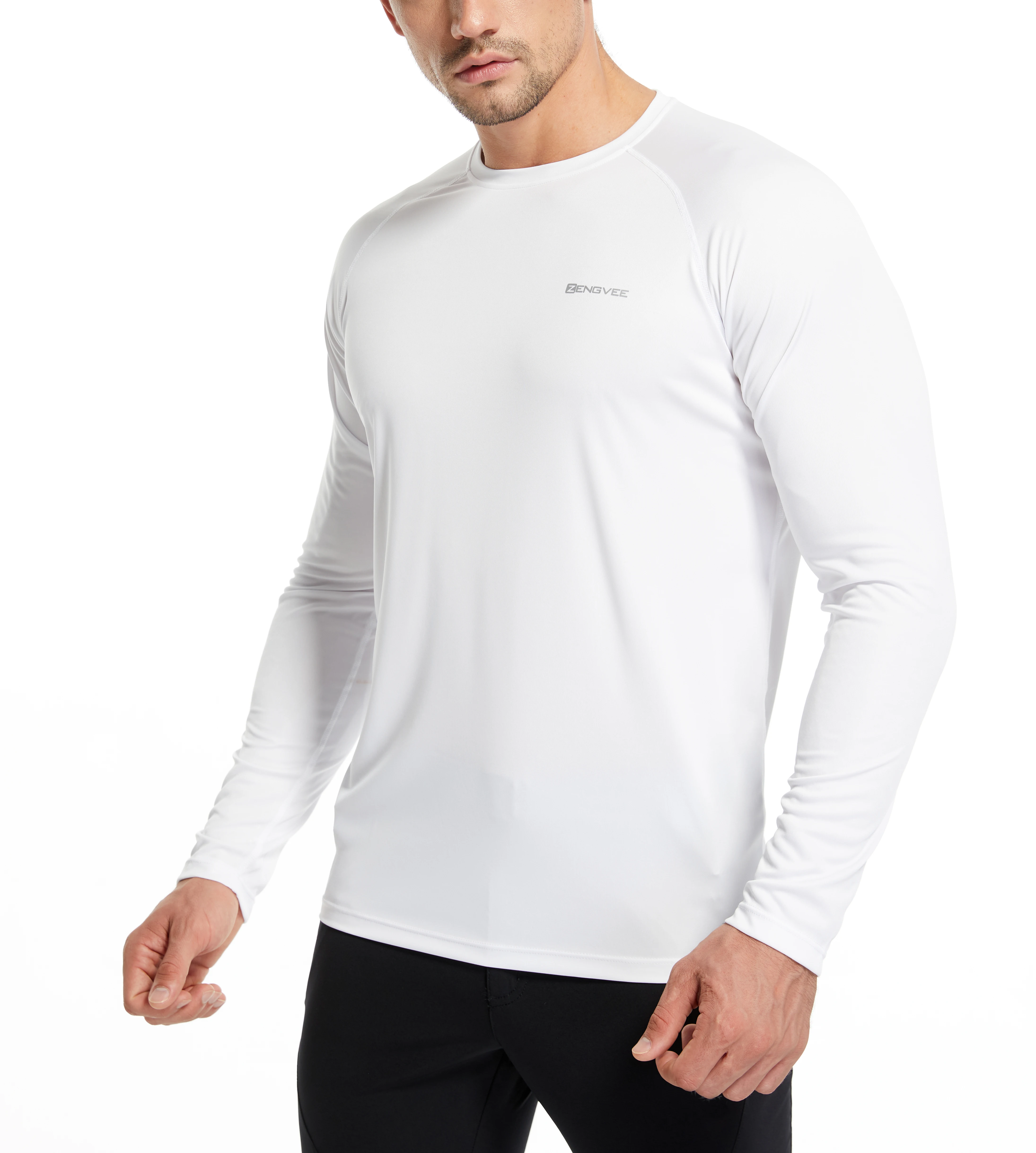 Men\'s Long Sleeve UPF 50+ Rash Guards Diving UV Protection Lightweight T-Shirt Loose Fit Swimming Quick Drying Surfing T-Shirt