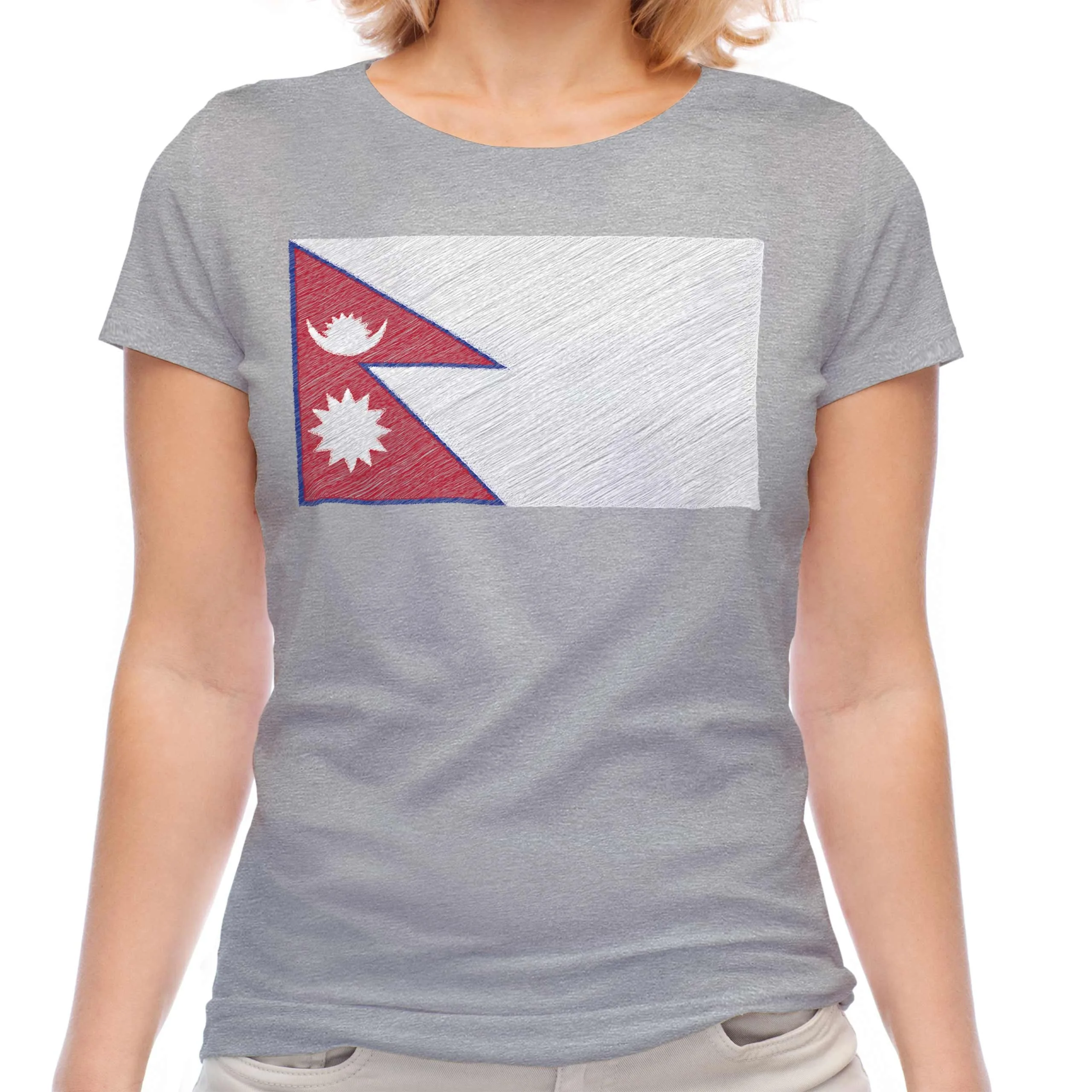 نيبال العلم تي شيرت للنساء قصيرة الأكمام القطن تيز قميص كبير الحجم المرأة جيرسي بلايز رياضية Y2k تي شيرت الصيف الشارع الشهير