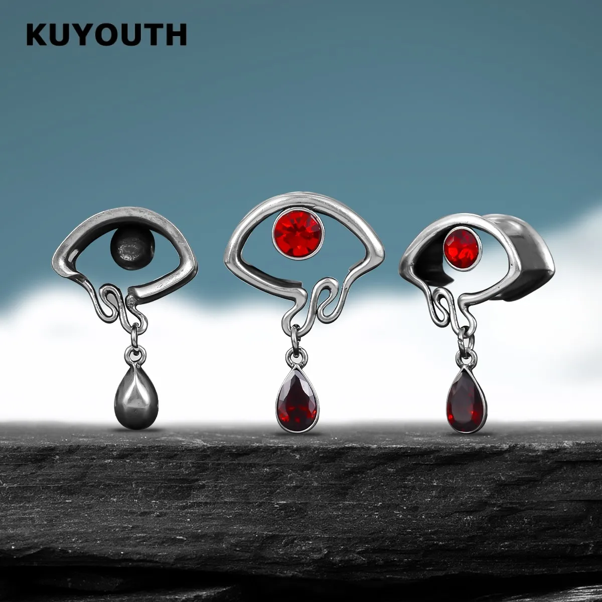 KUYOUTH Eye Ear Expanders Gauges Tunnels Plugs Copper Stretchers Earring Piercing Jewelry 2PCS