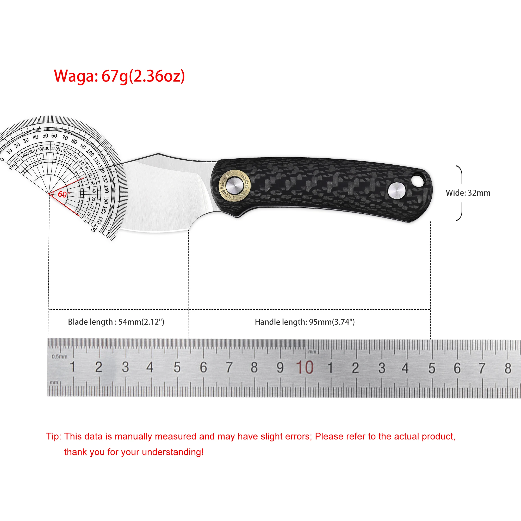 TWOSUN TS525 M390 hoja satinada mango de fibra de carbono cuchillo de hoja fija y funda Multiito Camping caza supervivencia en el bosque táctica