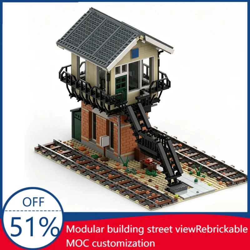 1127Pcs Vintage Railway Signal Box Building Model Blocks Educational Diy Assembly Toy Gift For Train Scene Layout And Collection