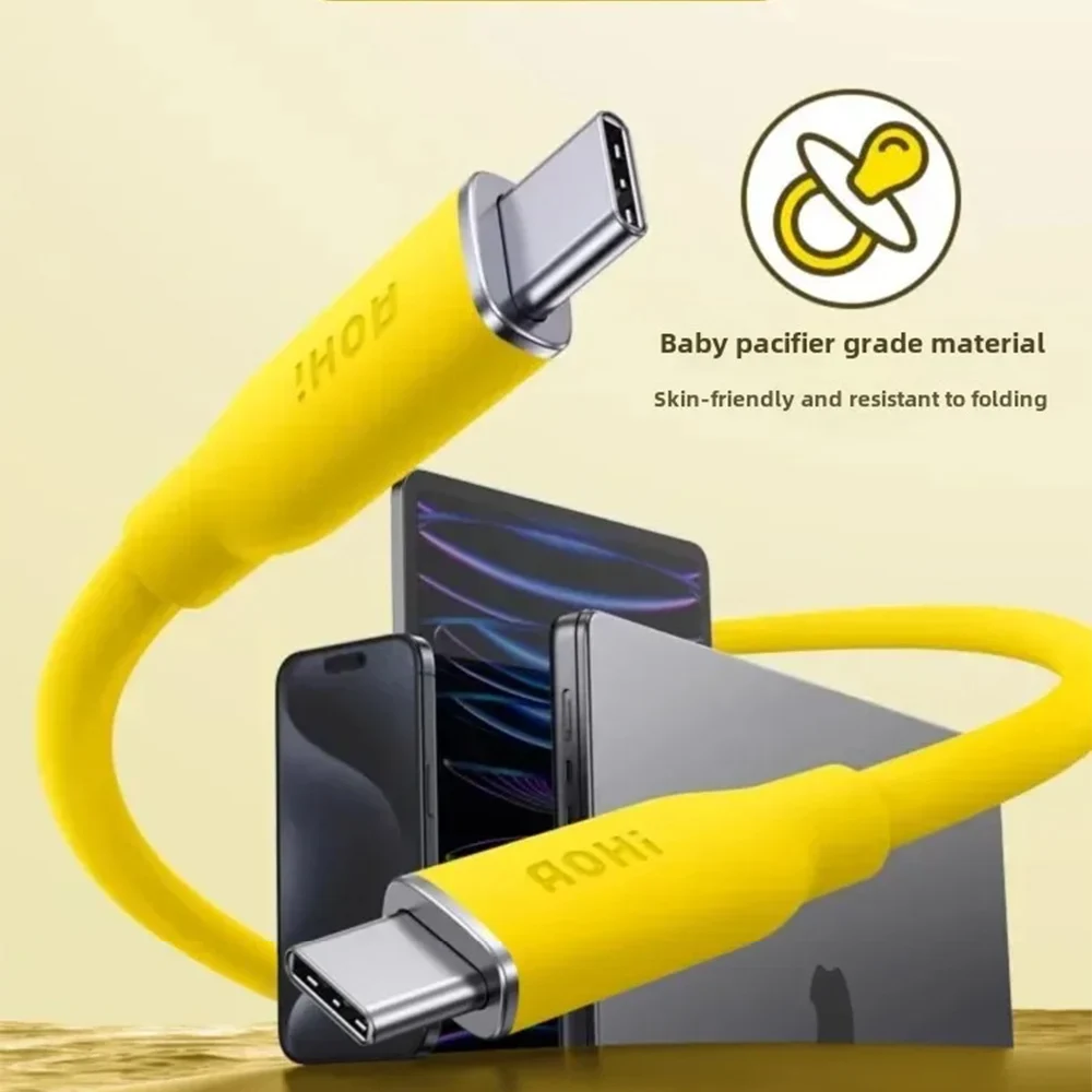 

AOHI 140W USB C to USB C Cable PD 3.1 Fast Charging Liquid Silicone Cord 5A Soft Data Wire for MacBook Pro Samsung Xiaomi